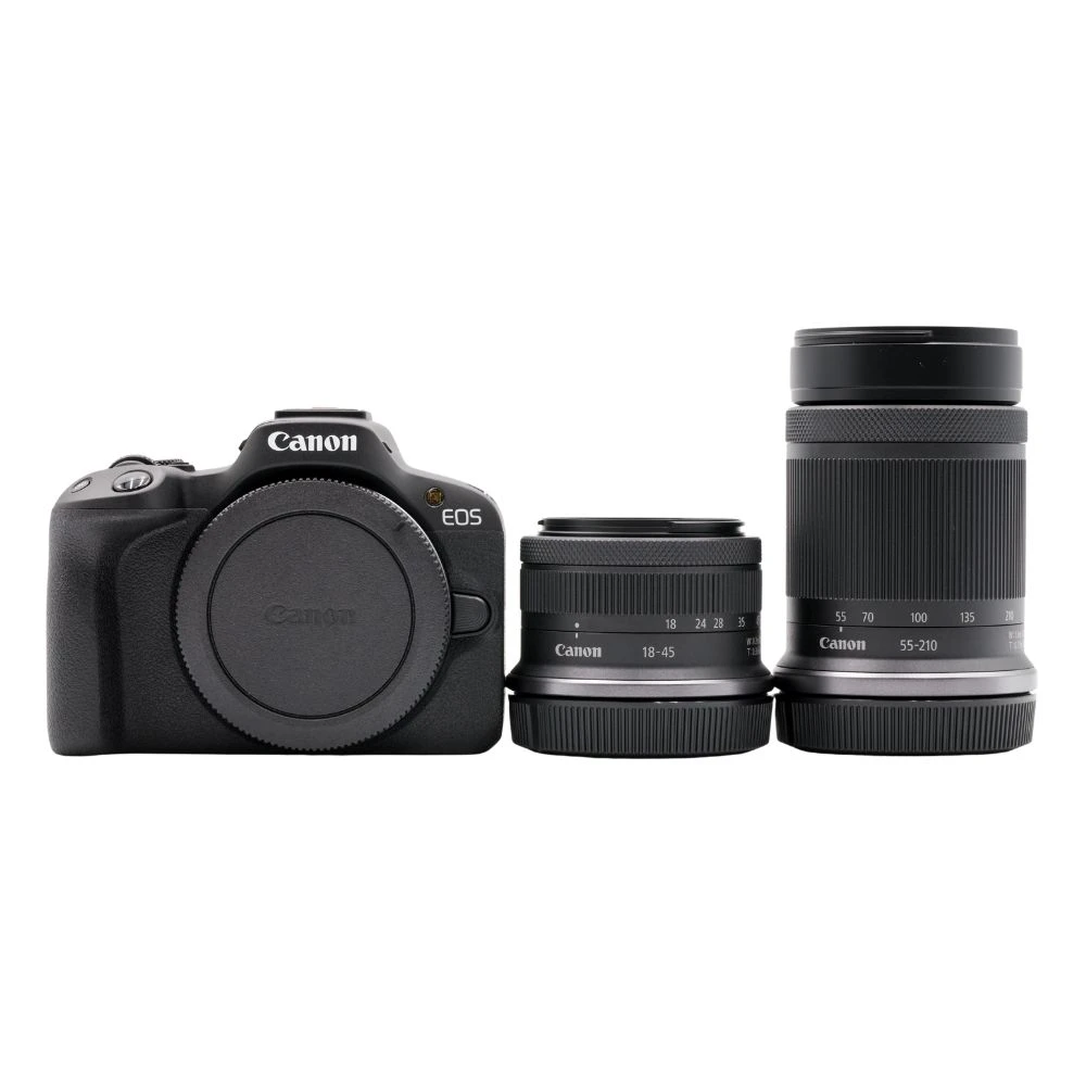 Canon EOS R50 Mirrorless Camera + RF-S 18-45mm f/4.5-6.3 IS STM lens + RF-S 55-210mm f/5-7.1 IS STM lens - Black-01