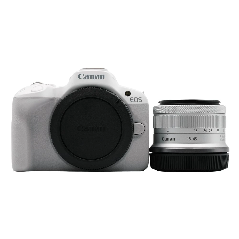 Canon EOS R50 Mirrorless Camera + RF-S 18-45mm f/4.5-6.3 IS STM lens - White-01