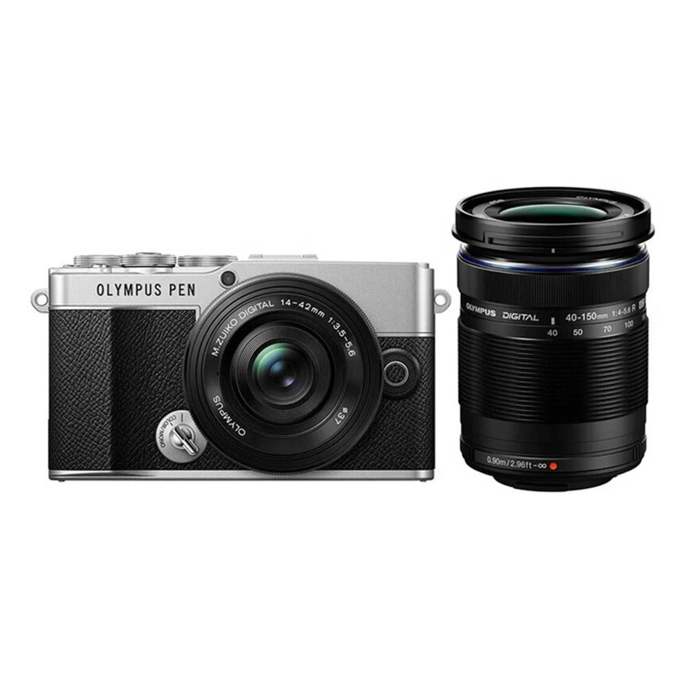 Olympus OM SYSTEM PEN E-P7 Digital Camera + 14-42mm EZ + 40-150mm Lens (Silver)-01