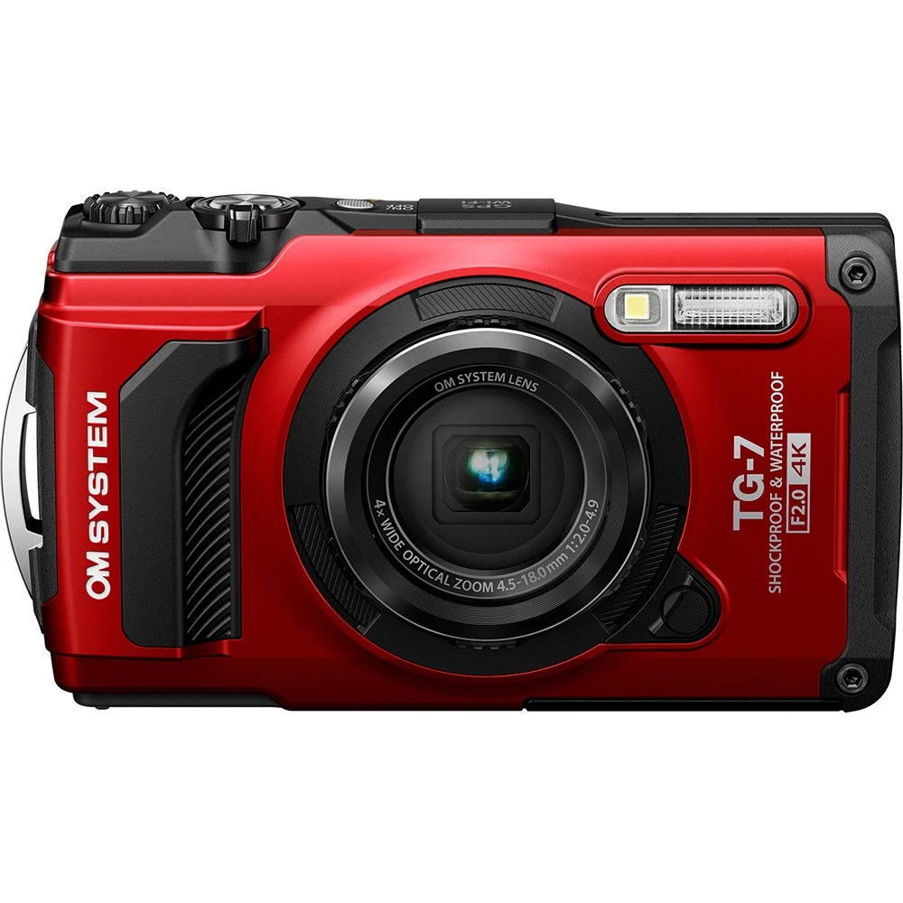 Olympus OM SYSTEM Tough TG-7 Digital Camera (Red) at CamerasDori